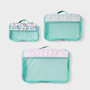 Roller Rabbit x Target 3-piece Packing Cube Set White/Teal NWT